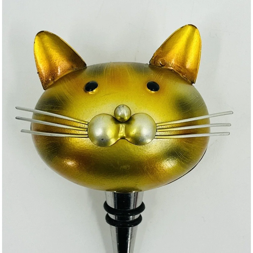 Metal Kitty Cat Wine Bottle Topper Stopper 5
